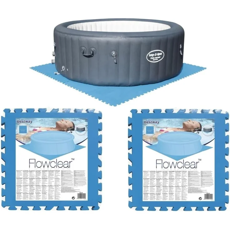 Bestway | Flowclear Pool-Bodenschutzfliesen-Set XL | 18 Stück á 50 x 50 cm | Blau | idealer Schutz für Pool und Rasenfläche – Bild 2