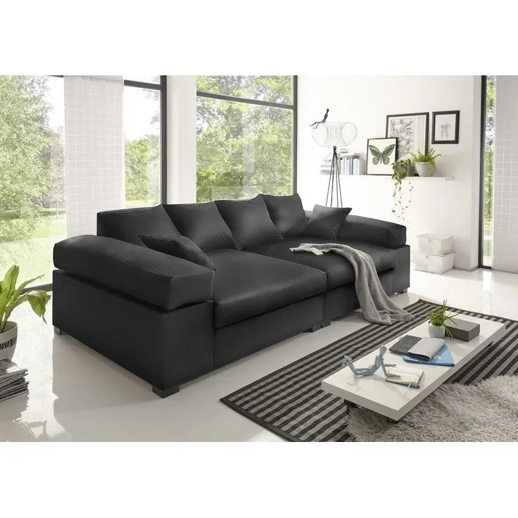 Big Sofa Couchgarnitur Megasofa Riesensofa AREZZO - Kunstleder Schwarz
