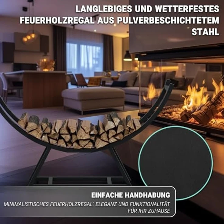 HAGO Kaminholzregal Feuerholzregal 94x21x55cm Kaminholz Holzlager Brennholz Stahl Stapelhi – Bild 3