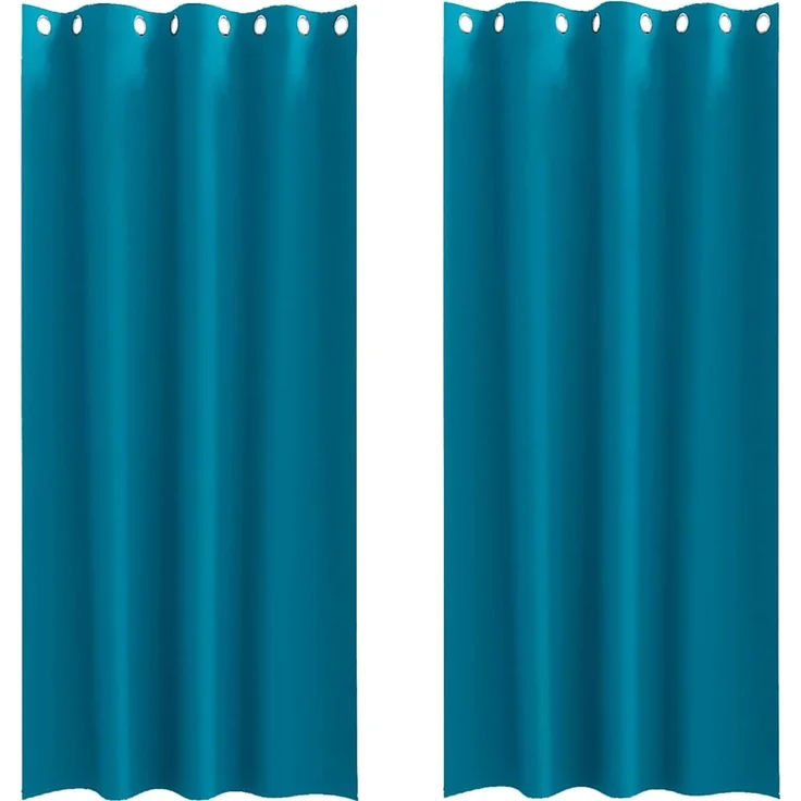 vidaXL Verdunkelungs-Vorhänge mit Ringen 2 stk. Türkis 260 x 140 cm 4107422 – Bild 2