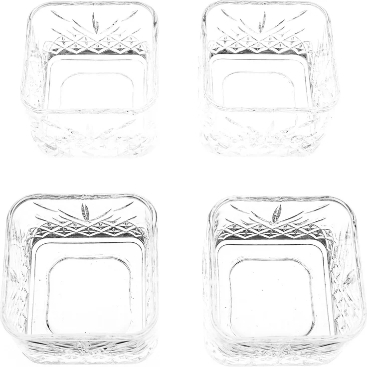 Pasabahce Timeless 4er Schalen set aus Glas, quadratische Snackschalen, Dessertschale – Bild 2