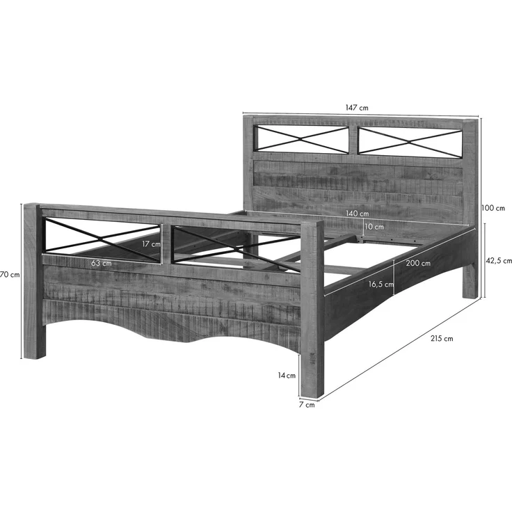 Bett Altholz 146x215x100 mehrfarbig lackiert NATURE OF SPIRIT #45 – Bild 6