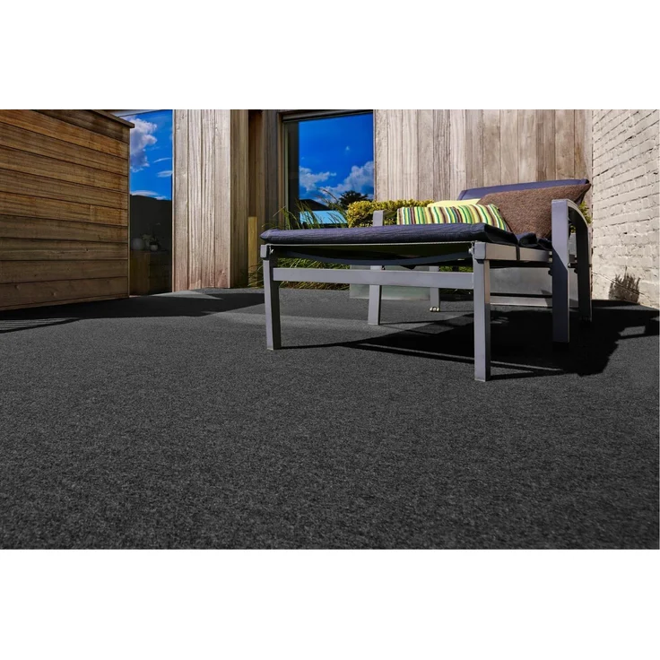 andiamo Kunstrasen Outdoor wasserdurchlässig, Rasenteppich wetterfest, Drainage-Noppen, UV-beständig, für Balkon und Garten, Farbe:Anthrazit, Größe:200x600 cm