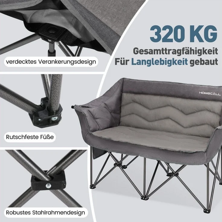HOMECALL Campingstuhl Camping sofa Faltbar Karpfenstuhl Camping Couch Doppelter (1 St) – Bild 3