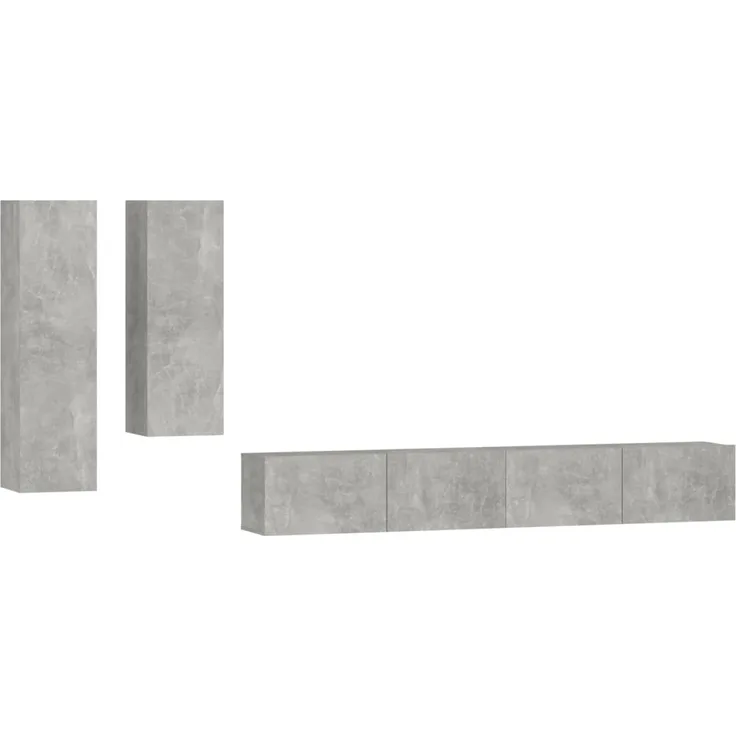 vidaXL 4-tlg. TV-Schrank-Set Betongrau Holzwerkstoff 3114633