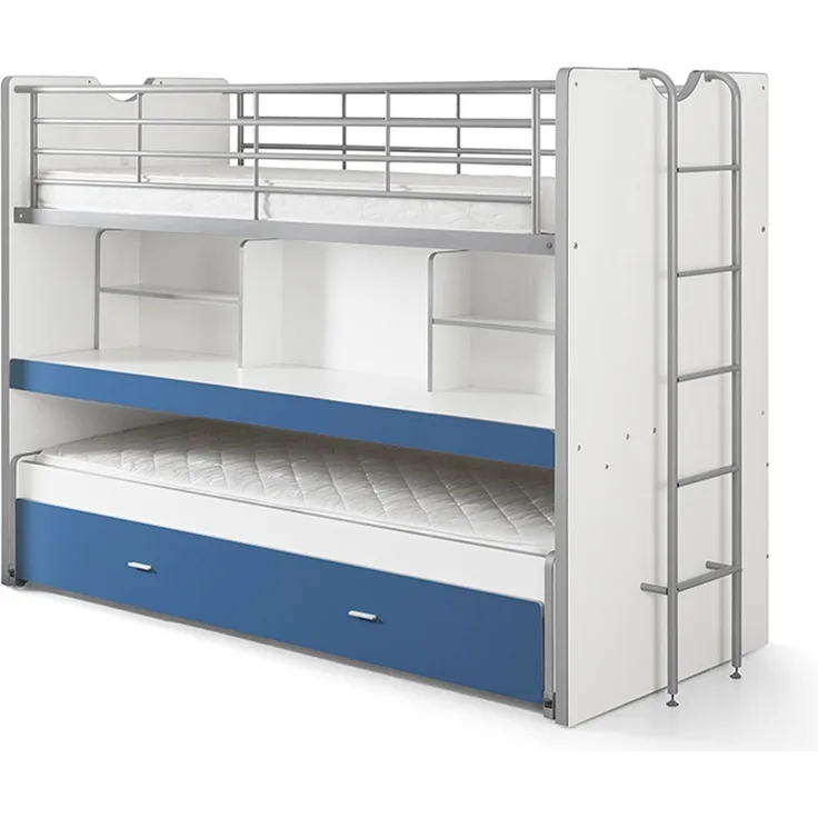 Hochbett Kalinda 222x102x161 Holzwerkstoff+Metall Weiß/Blau
