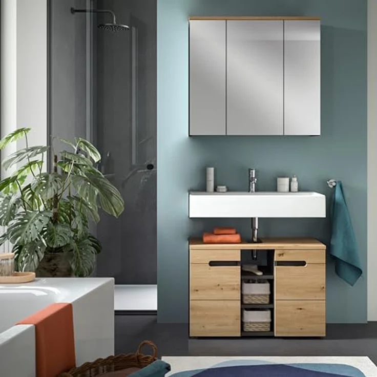 Xonox Canu Spiegelschrank (B/H/T: 80x55x34 cm) in Basalt grau Nachbildung und Artisan Nachbildung – Bild 7