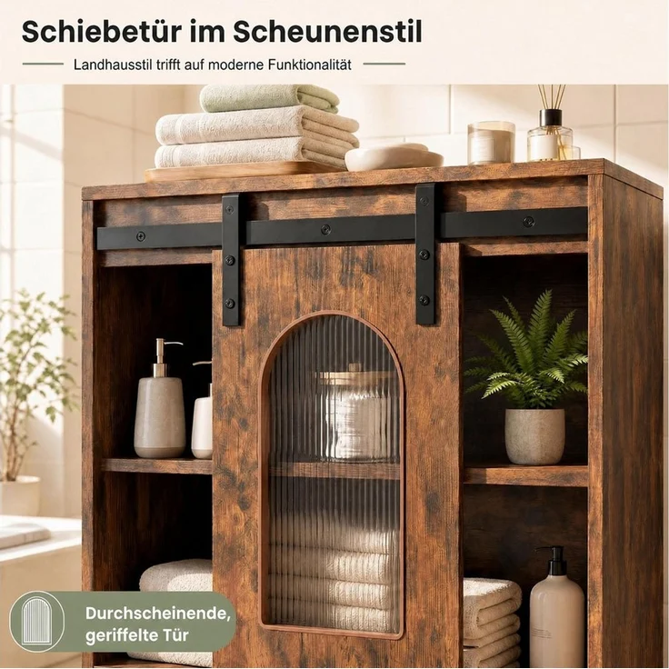 KOMFOTTEU Badkommode, Küchenschrank mit Schiebetür, 60 x 30 x 150 cm – Bild 4