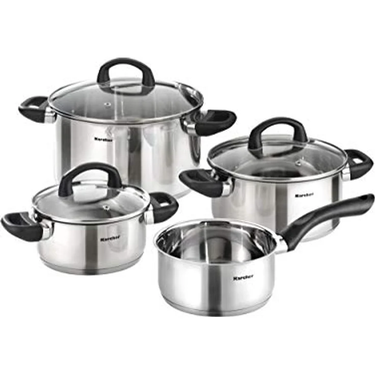 Karcher Topf-Set Mia 4-teilig, Edelstahl (4-tlg), inkl. 3 Glasdeckel, Induktion – Bild 2