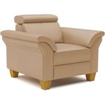 CAVADORE Echtleder-Sessel Ammerland / Sessel im Landhaus-Stil mit Federkern + Kopfteilverstellung / 101 x 84 x 93 / Leder Beige