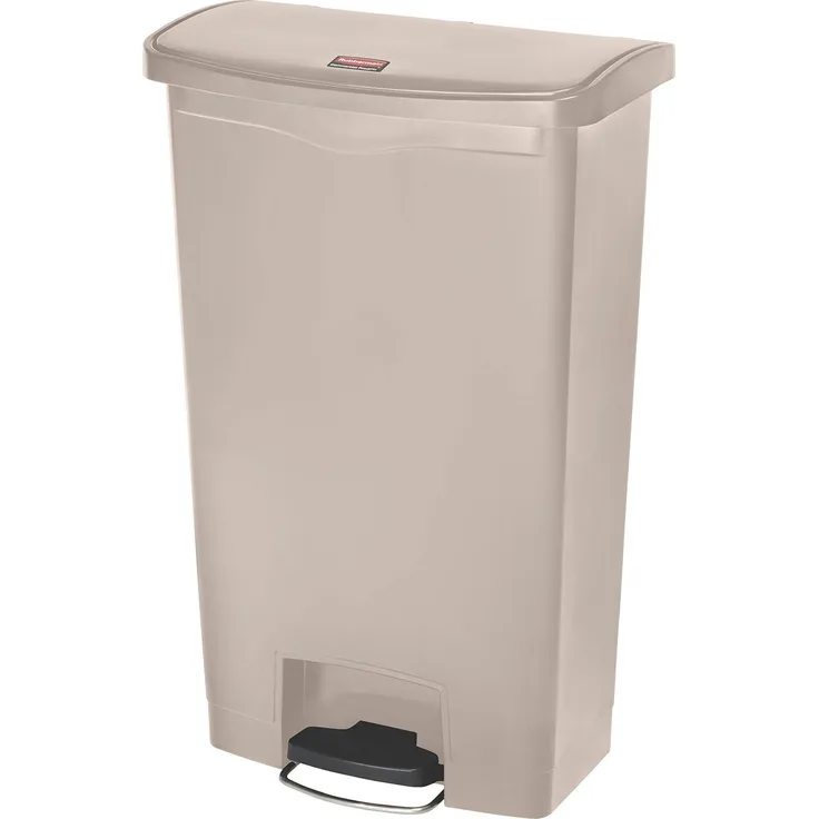Rubbermaid Commercial Products Slim Jim 1883460 68 Litre Front Step Step-On Resin Wastebasket - Beige