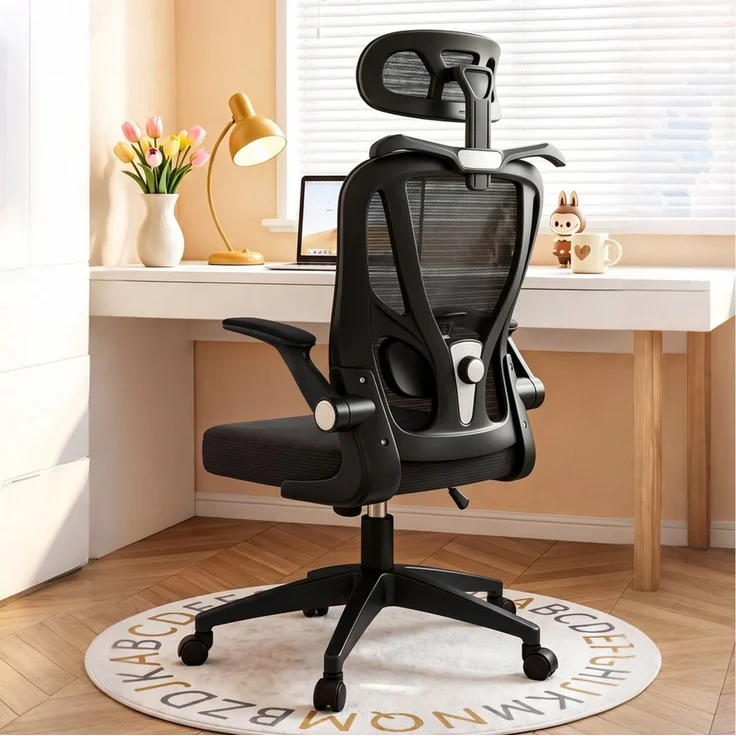 POPOLIC Bürostuhl Ergonomischer, verstellbarer Bürostuhl aus Netzgewebe – schwarz-weiß – Bild 1