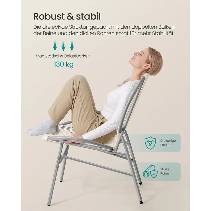 SONGMICS Balkonmöbel 3er Set, Gartenmöbel-Set mit Tisch und 2 Stühlen, PE-Polyrattan, grau – Bild 5