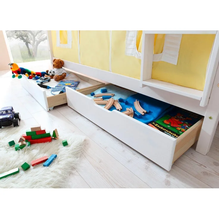 Schubkasten 2er Set für Etagenbetten Kiefer - weiss