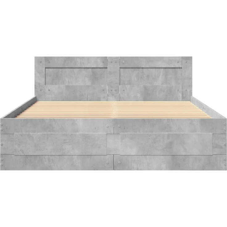 vidaXL Bettgestell mit Kopfteil Betongrau 140x200 cm Holzwerkstoff 3295565 – Bild 4