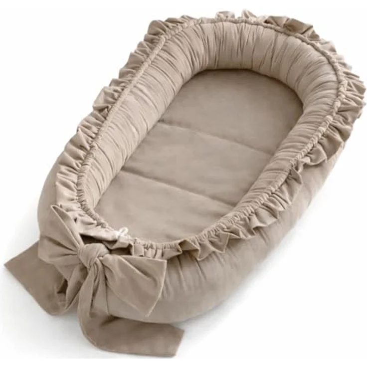 Babynestchen Neugeborene – Babynest Velvet – Nestchen Baby für Babybett & Kinderbett – Babykokon Tragbar – OEKO-TEX zertifiziert – Zubehör Babybett – Beige Velvet – Bild 2