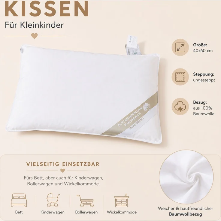 Betten Hofmann Basic Allergiker Kinderkissen Faserkissen 40x60 cm 100 g soft – Bild 6