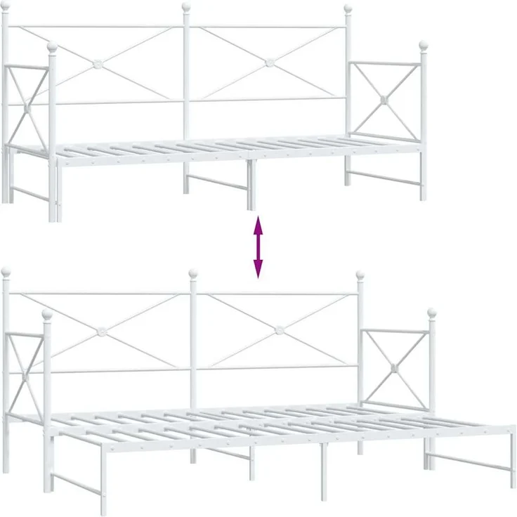 vidaXL Tagesbett Ausziehbar ohne Matratze Weiß 90x200 cm Stahl 4104689 – Bild 8