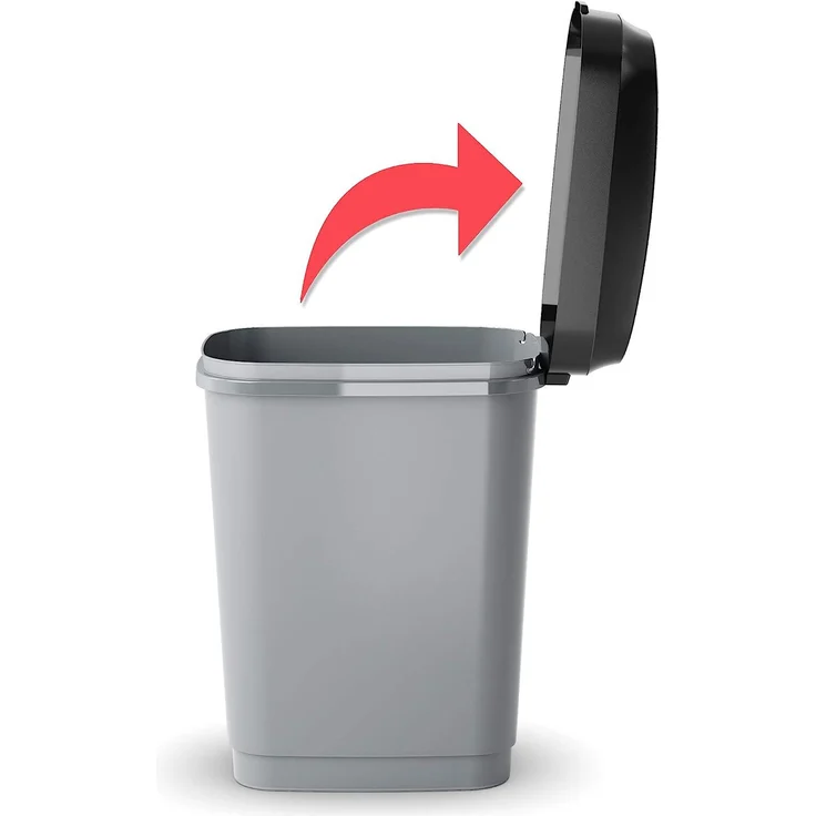 Kis 8075000 0306 01 Abfallbehälter Dual Swing, 10 L, Plastik, schwarz / grau, 19 x 25 x 32 cm – Bild 3