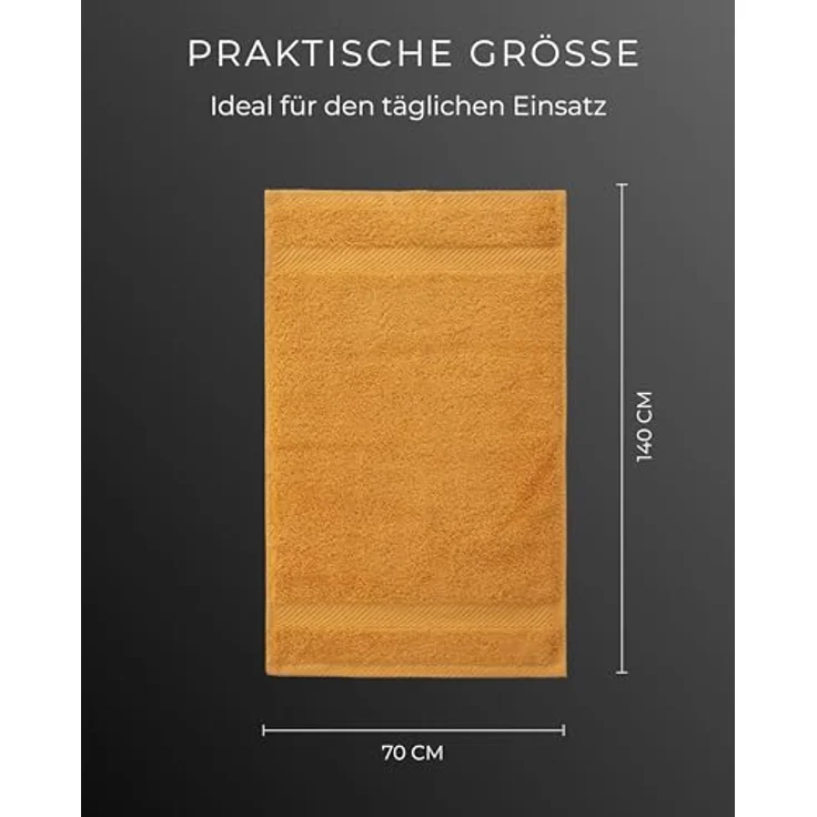Luckytowel Duschtuch Set 70x140 cm, Oeko-TEX Handtücher aus 100% Baumwolle, 600 g/m², flauschig & saugstark, 4er Pack Gold – Bild 4