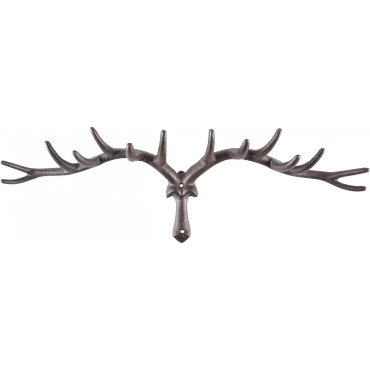 Esschert Design Hirschgeweih Wandhaken Haken Garderobe Gusseisen braun Landhaus
