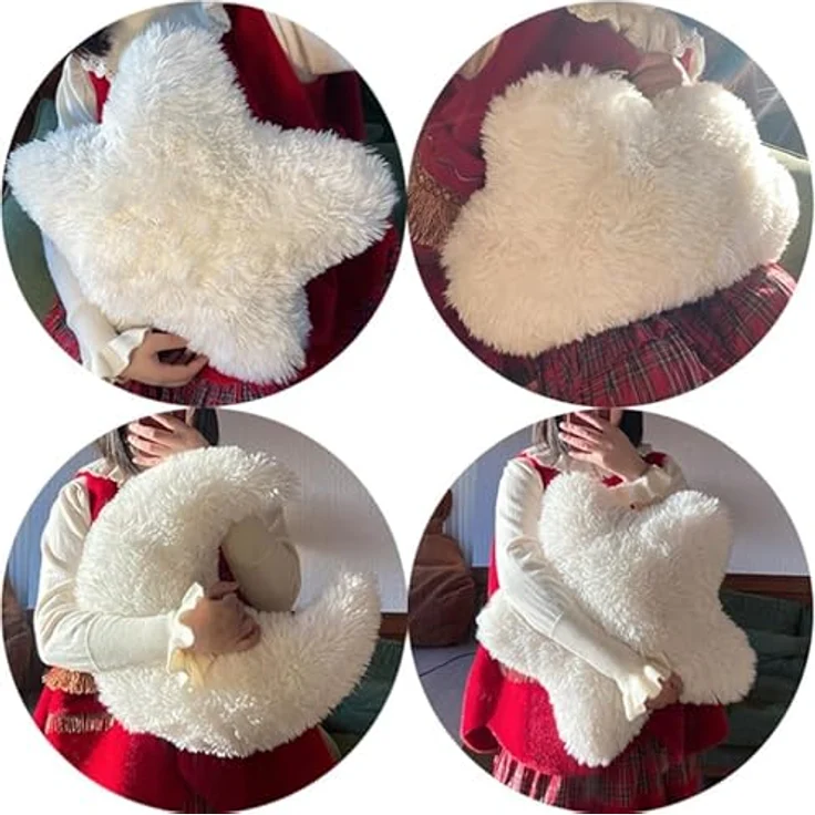 Kuschelkissen Kinder Sternkissen Weiche Flauschige Sterne Mond Wolke Kuschelkissen Sofakissen Plüsch Kissen Dekokissen für Kinderzimmer Schlafzimmer Deko (Wolkekissen) – Bild 7