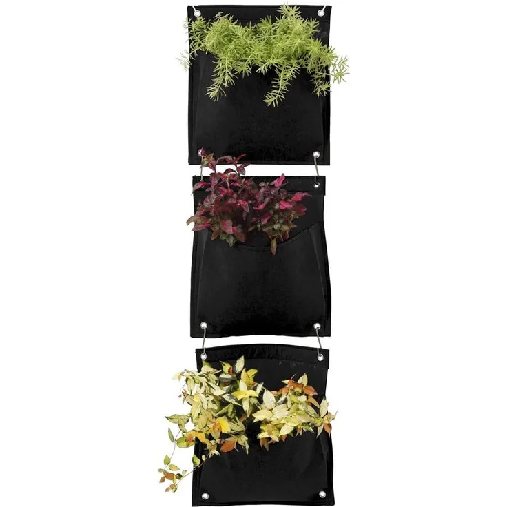 VegTrug fhp01bk Filz Kräutertopf Set Schwarz (3-teilig)-P -