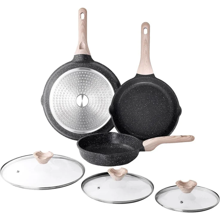 3-teiliges Kordisen Bratpfannen-Set 20/24/28 cm Granit Beschichtung Induktion – Bild 1