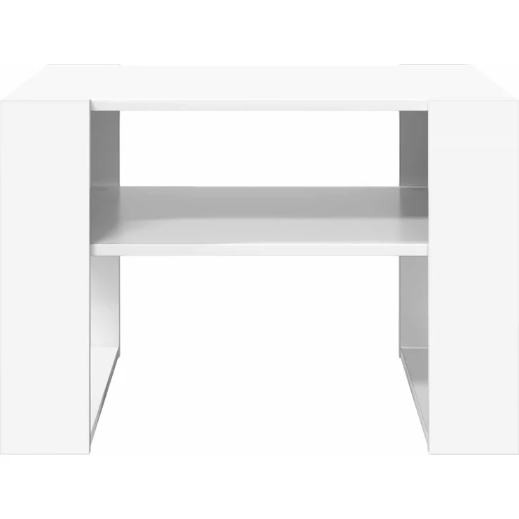 Couchtisch Sofatisch, mit Speicher Weiß 66 x 53 x 45 cm Holzwerkstoff d307e – Bild 5