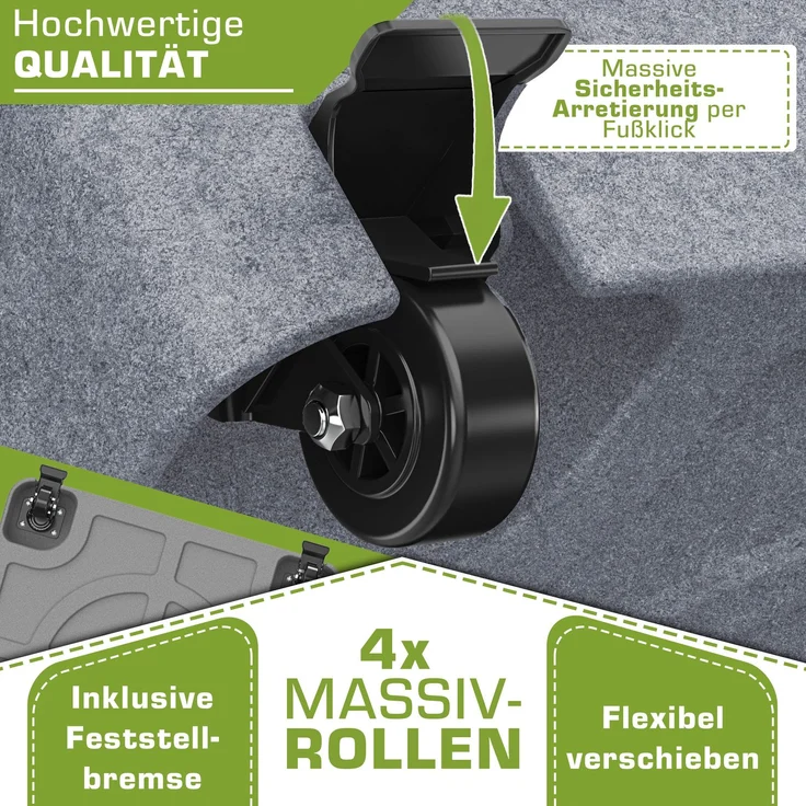 tillvex® Sonnenschirmständer PAVERA mit Rollen & Bremsen Granit-Optik | Schirmständer befüllbar 37 Liter / 56 kg | Schirmgewicht Sonnenschirm & Marktschirm Ø 1,8-3,7m | Ampelschirmständer wetterfest – Bild 5