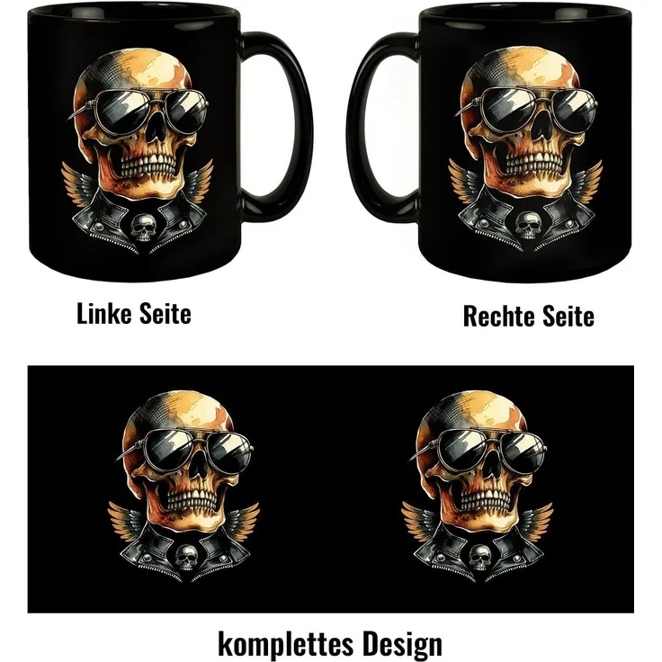 speecheese Tasse Rocker Totenkopf Tasse schwarz in Schwarz – Bild 4