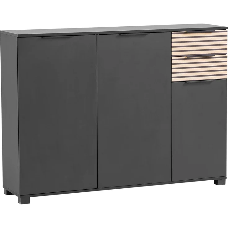 Schildmeyer Schuhschrank Alexa, Holzwerkstoff, Schwarzmatt/Akustikpaneel Optik, 141,9 x 35,0 x 105,5 cm – Bild 5