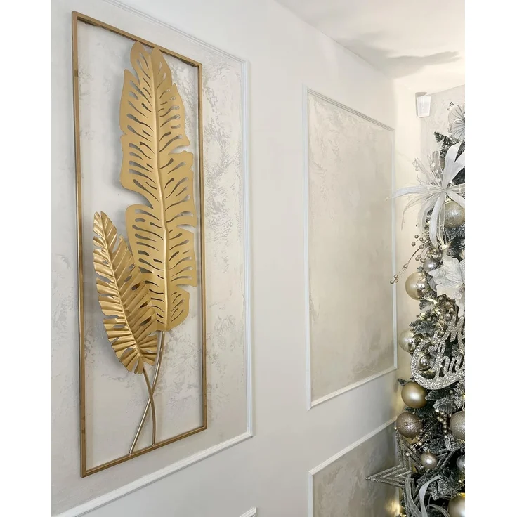 Wandobjekt Blatt PALLADIUM Metall 90 cm Gold – Bild 6