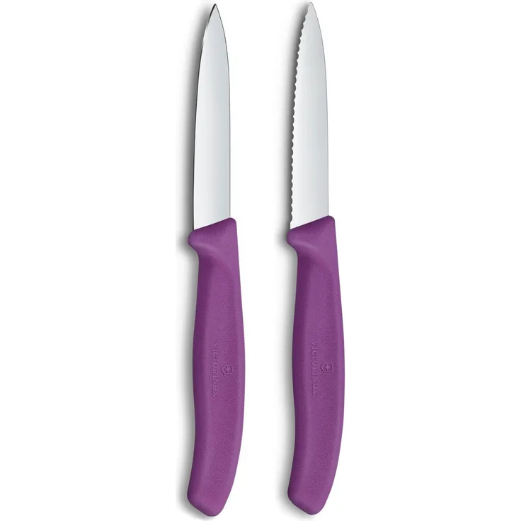 Victorinox Swiss Classic Gemüse- und Schälmesser, für Obst und Gemüse, Extra Scharf, Gerade und Wellenschliff, Rostfreier Stahl, Violet