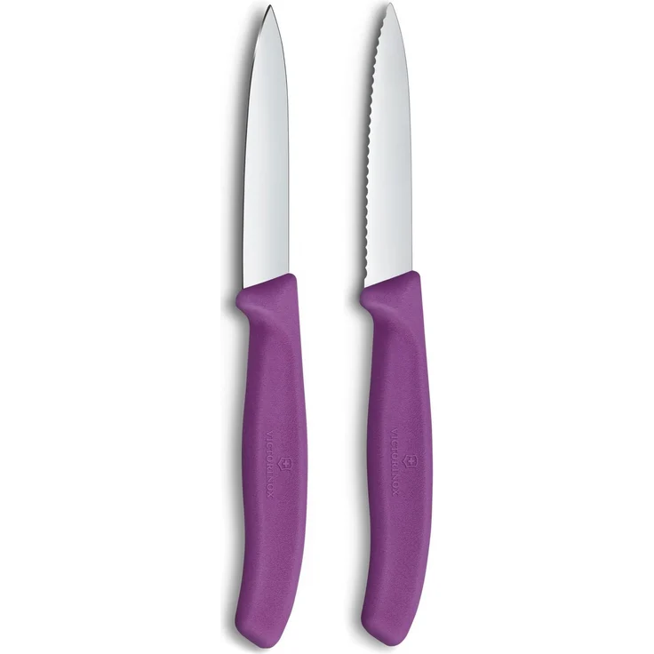 Victorinox Swiss Classic Gemüse- und Schälmesser, für Obst und Gemüse, Extra Scharf, Gerade und Wellenschliff, Rostfreier Stahl, Violet – Bild 1