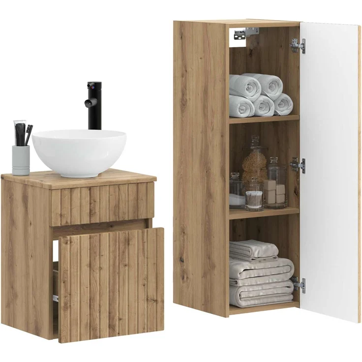 vidaXL Badezimmerschrank-Set 2 stk. Artisan-Eiche 33 x 34,5 x 100 cm 3406142 – Bild 2