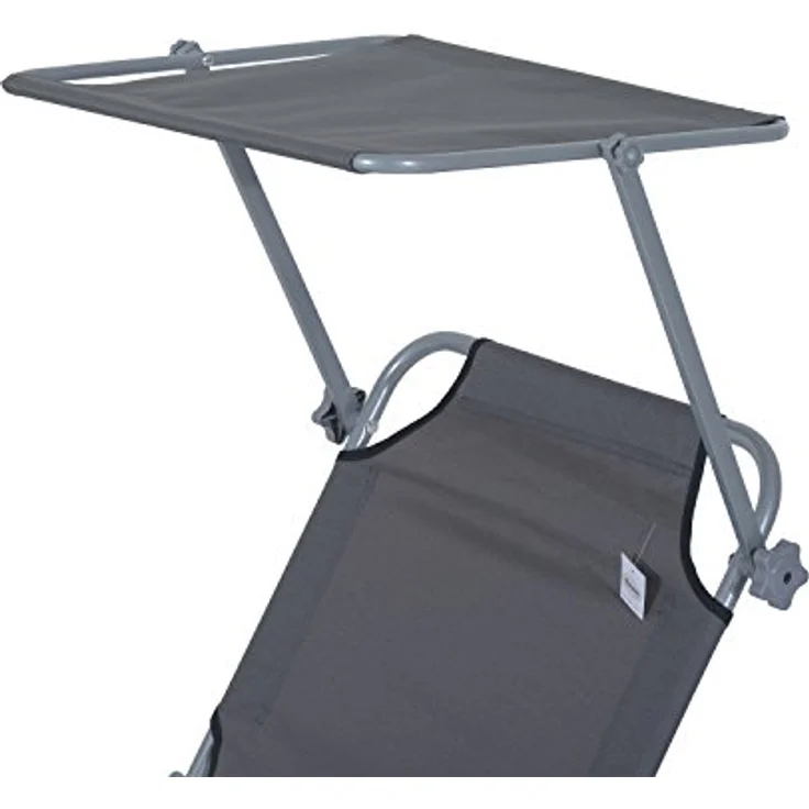 Outsunny Sonnenliege Gartenliege Wellnessliege Strandliege klappbar mit Sonnenschutz Grau 187 x 58 x 36 cm – Bild 9