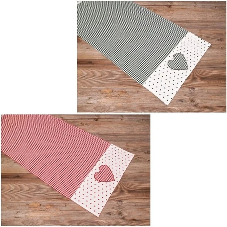 matches21 HOME & HOBBY Tischdecke Tischläufer LISE Herz Landhausstil grün, 100 % Baumwolle, in 40x150 cm (1-tlg), Pflegeleicht waschbar bis 30° Grad – Bild 4