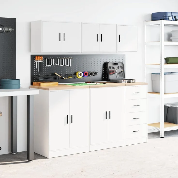 vidaXL Garagen-Wandschrank, Holzwerkstoff Weiß, 40 x 30 x 41 cm – Bild 4