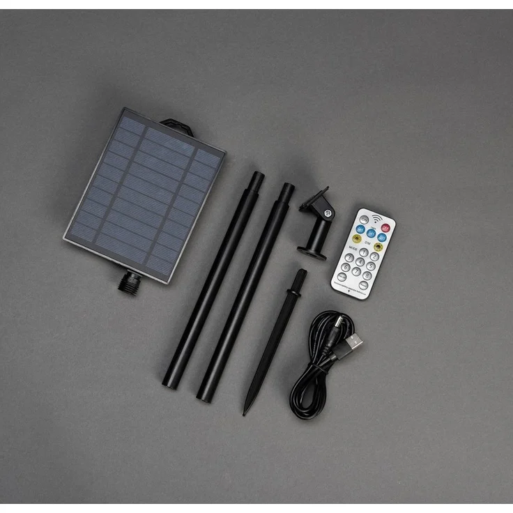 KONSTSMIDE LED-Lichterkette LED Solar Lichterkette, gefrostet, 200 bernsteinfarbene Dioden, Timer, 200-flammig, Fernbedienbar Dimmbar, 8 Lichtfunktionen, Solarbox über USB aufladbar – Bild 2