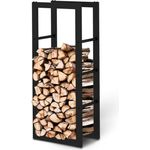 holz4home® Kaminholzregal Metall Schwarz I Brennholzregal Holzlager Design Feuerholzregal, BxTxH:40x25x125 cm, (inkl. Handschuh)