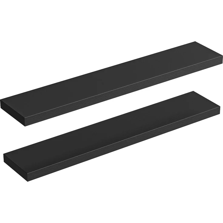HOOBRO Wandregal, Schweberegale 2er-Set, stabile Wandboards, Hängeregale, mit unsichtbaren Halterungen, für Bad, Schlafzimmer, Küche, Büro, Wohnzimmer, 120 cm, Schwarz EBK120BJP201