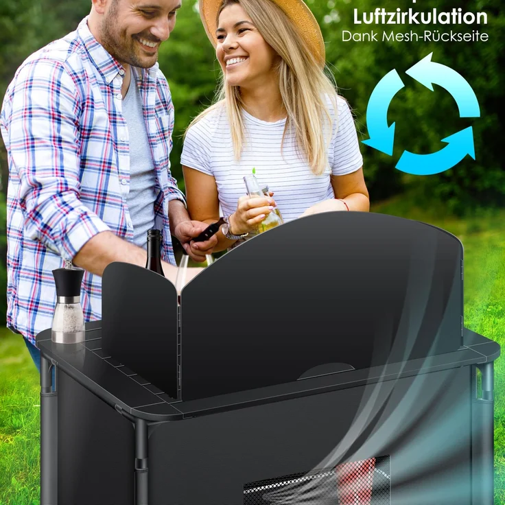 KESSER® Campingschrank, Campingküche mit Aluminiumgestell, inkl. Tragetasche , Kocherschrank für Camping , Campingmöbel , Outdoor Typ F2 (Schwarz) – Bild 9