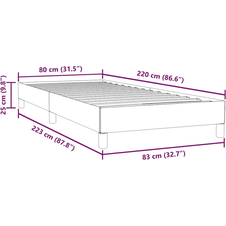 vidaXL Boxspringbett ohne Matratze Hellgrau 80x220 cm Samt 3315849 – Bild 10