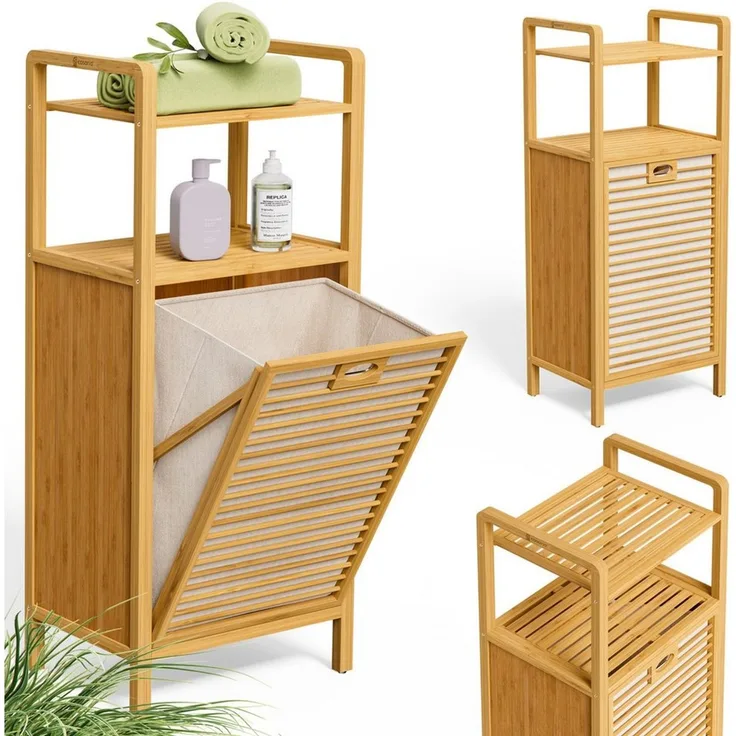CASARIA® Wäschekorb, Bambus natur, 30 x 40 x 95 cm