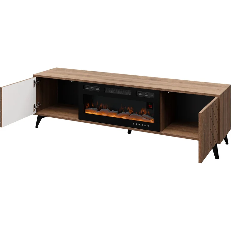 TV-Lowboard Xylix Bis 2D EF mit Elektrische Kamin (Farbe: Nuss Okapi) – Bild 4