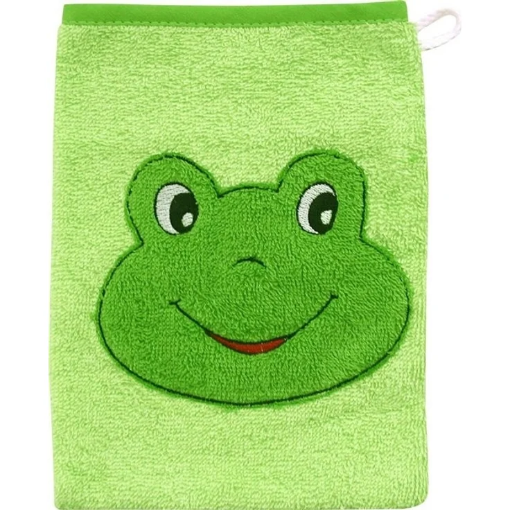 Wörner Waschhandschuh Kinder-Waschhandschuh "Frosch", Walk-Frottier Uni – Bild 2