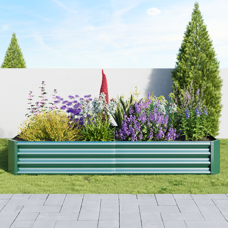 Homerecommend Hochbeet 180x90x30 cm, Gartenbett und Pflanzenkasten aus verzinktem Stahl, für Gemüse und Kräuter, Grün