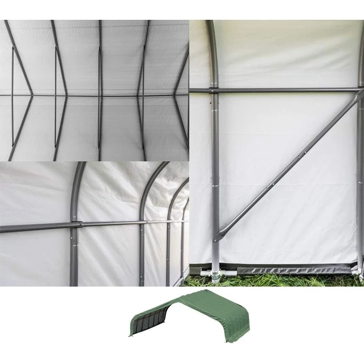 ShelterLogic Folien Weidezelt Zeltgarage Run-In-Shed | Grün | 610x670x320 cm – Bild 8