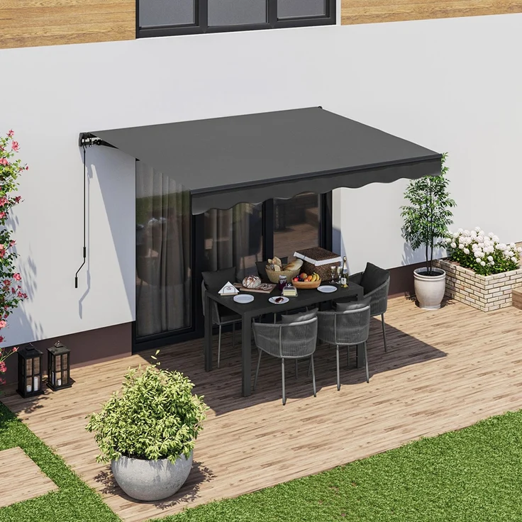 STEELSØN 'Kestria' Gelenkarmmarkise 300x250 cm, anthrazit, wetterfest und blickdicht, Markise mit Aluminium-Kassette und Wandhalterung, Balkonmarkise mit Handkurbel – Bild 2